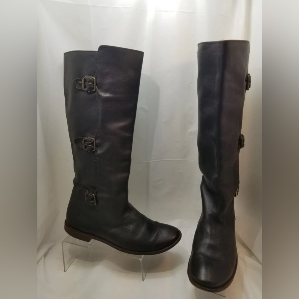 Frye Classic 3-Buckle Riding Boots Dark Brown Leather - Size 9